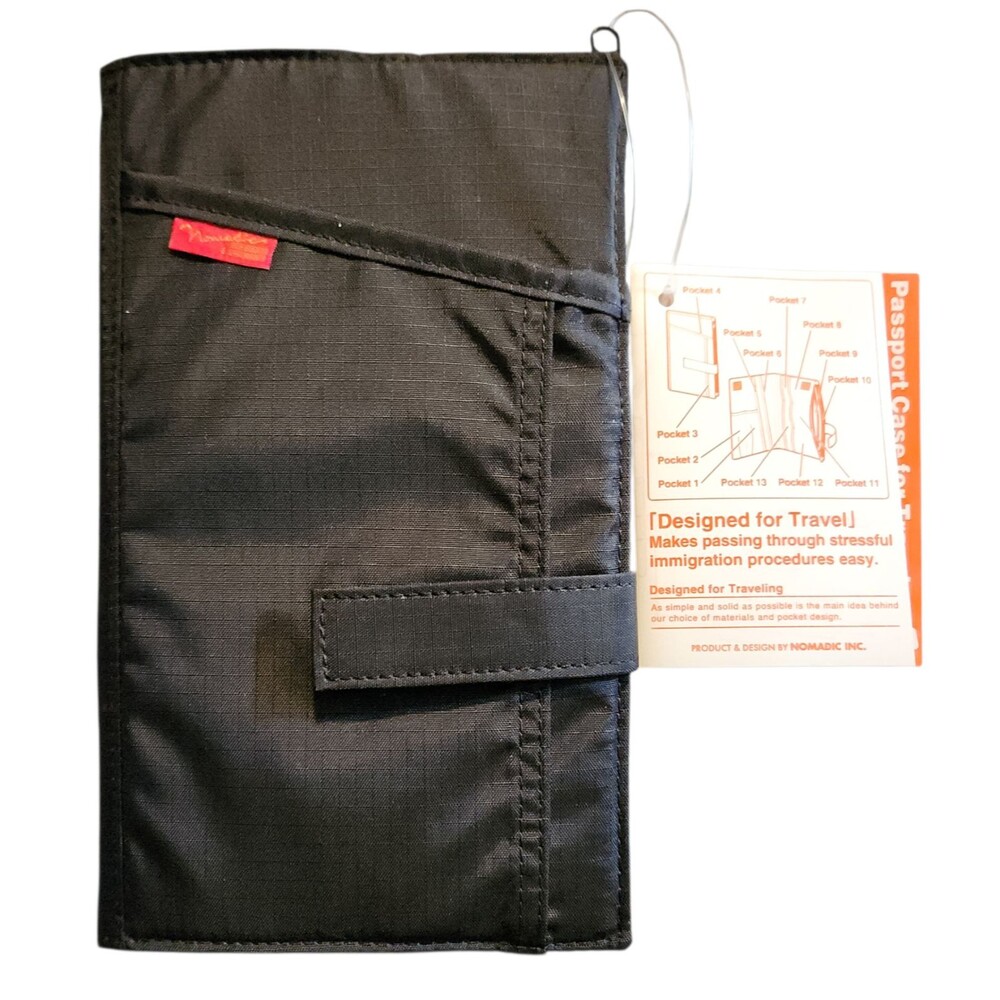 Nomadic Travel Case Organizer Black Nylon 13 Pockets Passport Tickets